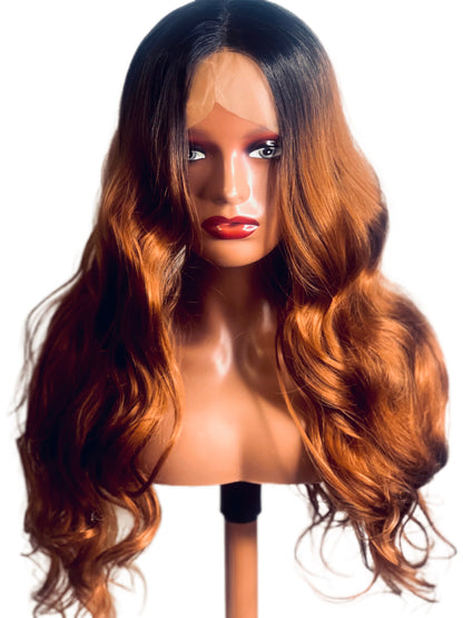 Body Wave Synthetic Lace Front Wig with Highlights